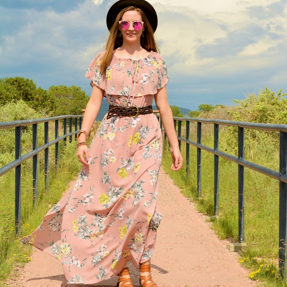 NWT Blush Pink Maxi Dress Off Shoulder